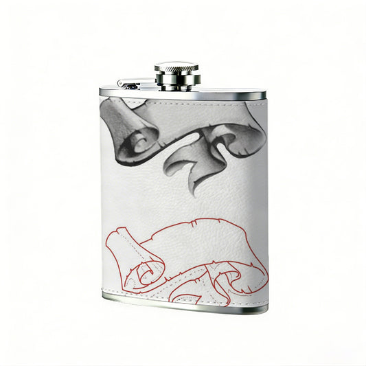 Two stylized ribbon banners 8oz Portable Stainless Steel Hip Flask - Juice Flask - Perfect Gift - Unique Whiskey Flask for Women, Wine Pot Metal - Ideal stainless steel flask for all outdoor activities