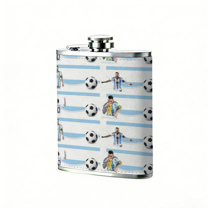 Grid of toy figurines and soccer balls 8oz Portable Stainless Steel Hip Flask - Juice Flask - Perfect Gift - Unique Whiskey Flask for Women, Wine Pot Metal - Ideal stainless steel flask for all outdoor activities