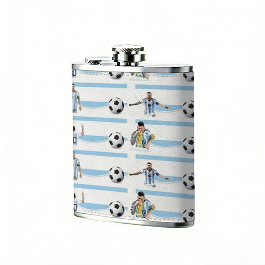 Grid of toy figurines and soccer balls 8oz Portable Stainless Steel Hip Flask - Juice Flask - Perfect Gift - Unique Whiskey Flask for Women, Wine Pot Metal - Ideal stainless steel flask for all outdoor activities