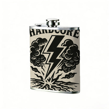 Hardcore lightning explosion logo 8oz Portable Stainless Steel Hip Flask - Juice Flask - Perfect Gift - Unique Whiskey Flask for Women, Wine Pot Metal - Ideal stainless steel flask for all outdoor activities