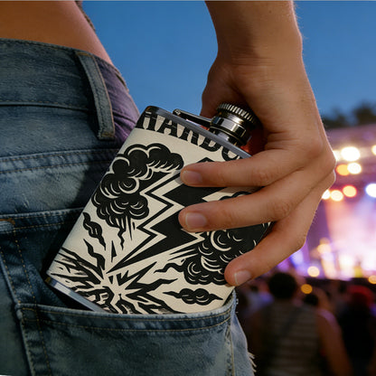 Hardcore lightning explosion logo 8oz Portable Stainless Steel Hip Flask - Juice Flask - Perfect Gift - Unique Whiskey Flask for Women, Wine Pot Metal - Ideal stainless steel flask for all outdoor activities