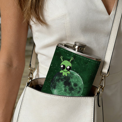 Cartoon bat with stars and moon 8oz Portable Stainless Steel Hip Flask - Juice Flask - Perfect Gift - Unique Whiskey Flask for Women, Wine Pot Metal - Ideal stainless steel flask for all outdoor activities