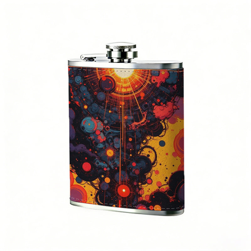 Abstract fiery glowing artwork 8oz Portable Stainless Steel Hip Flask - Juice Flask - Perfect Gift - Unique Whiskey Flask for Women, Wine Pot Metal - Ideal stainless steel flask for all outdoor activities
