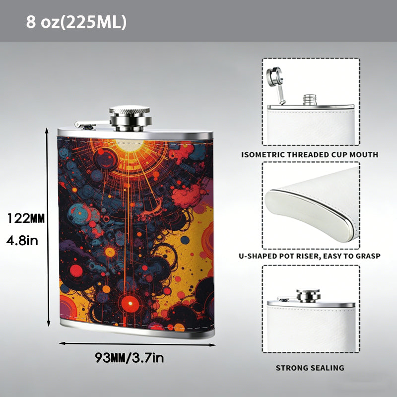 Abstract fiery glowing artwork 8oz Portable Stainless Steel Hip Flask - Juice Flask - Perfect Gift - Unique Whiskey Flask for Women, Wine Pot Metal - Ideal stainless steel flask for all outdoor activities