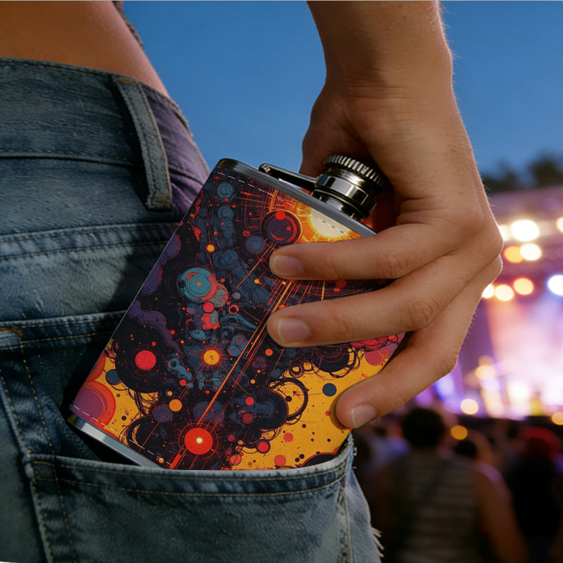 Abstract fiery glowing artwork 8oz Portable Stainless Steel Hip Flask - Juice Flask - Perfect Gift - Unique Whiskey Flask for Women, Wine Pot Metal - Ideal stainless steel flask for all outdoor activities