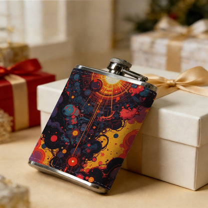 Abstract fiery glowing artwork 8oz Portable Stainless Steel Hip Flask - Juice Flask - Perfect Gift - Unique Whiskey Flask for Women, Wine Pot Metal - Ideal stainless steel flask for all outdoor activities