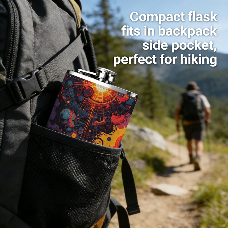 Abstract fiery glowing artwork 8oz Portable Stainless Steel Hip Flask - Juice Flask - Perfect Gift - Unique Whiskey Flask for Women, Wine Pot Metal - Ideal stainless steel flask for all outdoor activities