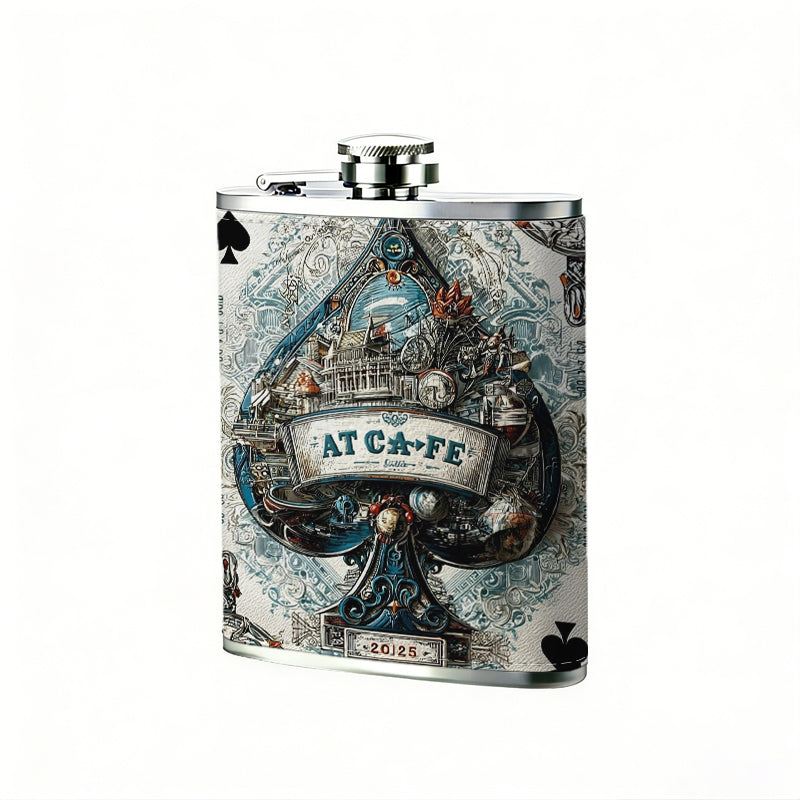 Decorated Ace of Spades playing card 8oz Portable Stainless Steel Hip Flask - Juice Flask - Perfect Gift - Unique Whiskey Flask for Women, Wine Pot Metal - Ideal stainless steel flask for all outdoor activities
