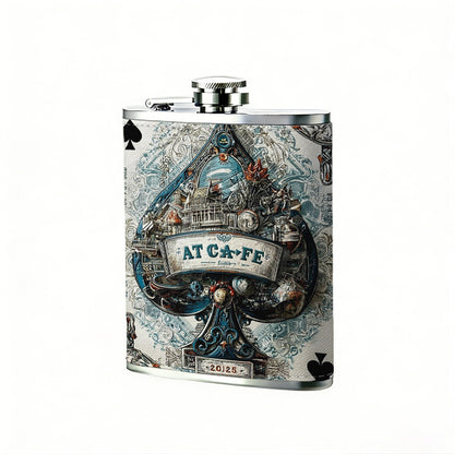 Decorated Ace of Spades playing card 8oz Portable Stainless Steel Hip Flask - Juice Flask - Perfect Gift - Unique Whiskey Flask for Women, Wine Pot Metal - Ideal stainless steel flask for all outdoor activities