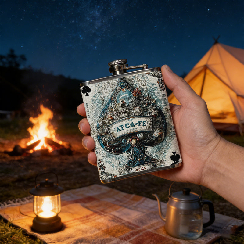 Decorated Ace of Spades playing card 8oz Portable Stainless Steel Hip Flask - Juice Flask - Perfect Gift - Unique Whiskey Flask for Women, Wine Pot Metal - Ideal stainless steel flask for all outdoor activities