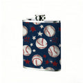 Baseballs and US flag pattern 8oz Portable Stainless Steel Hip Flask - Juice Flask - Perfect Gift - Unique Whiskey Flask for Women, Wine Pot Metal - Ideal stainless steel flask for all outdoor activities