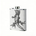 A grayscale lizard on white background 8oz Portable Stainless Steel Hip Flask - Juice Flask - Perfect Gift - Unique Whiskey Flask for Women, Wine Pot Metal - Ideal stainless steel flask for all outdoor activities