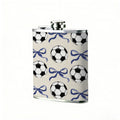 Pattern of soccer balls and bows 8oz Portable Stainless Steel Hip Flask - Juice Flask - Perfect Gift - Unique Whiskey Flask for Women, Wine Pot Metal - Ideal stainless steel flask for all outdoor activities