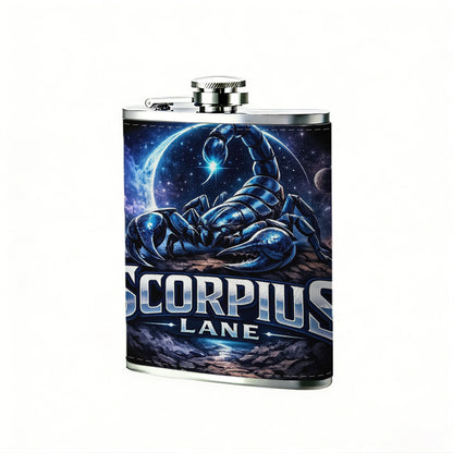 Scorpius Lane scorpion logo 8oz Portable Stainless Steel Hip Flask - Juice Flask - Perfect Gift - Unique Whiskey Flask for Women, Wine Pot Metal - Ideal stainless steel flask for all outdoor activities