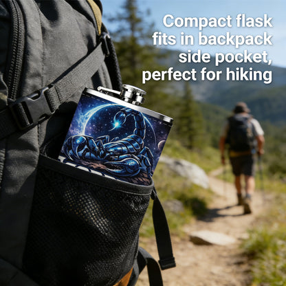 Scorpius Lane scorpion logo 8oz Portable Stainless Steel Hip Flask - Juice Flask - Perfect Gift - Unique Whiskey Flask for Women, Wine Pot Metal - Ideal stainless steel flask for all outdoor activities