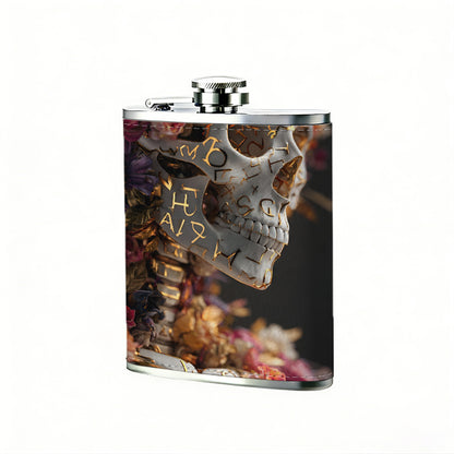 Gas masked skeleton figure 8oz Portable Stainless Steel Hip Flask - Juice Flask - Perfect Gift - Unique Whiskey Flask for Women, Wine Pot Metal - Ideal stainless steel flask for all outdoor activities