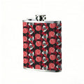 Pattern of red strawberries and silver triangles 8oz Portable Stainless Steel Hip Flask - Juice Flask - Perfect Gift - Unique Whiskey Flask for Women, Wine Pot Metal - Ideal stainless steel flask for all outdoor activities