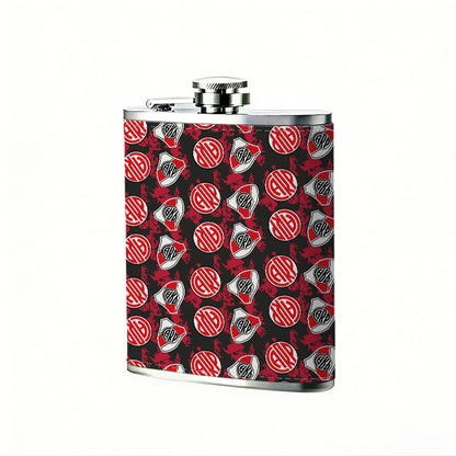 Pattern of red strawberries and silver triangles 8oz Portable Stainless Steel Hip Flask - Juice Flask - Perfect Gift - Unique Whiskey Flask for Women, Wine Pot Metal - Ideal stainless steel flask for all outdoor activities