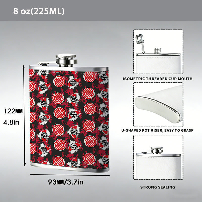 Pattern of red strawberries and silver triangles 8oz Portable Stainless Steel Hip Flask - Juice Flask - Perfect Gift - Unique Whiskey Flask for Women, Wine Pot Metal - Ideal stainless steel flask for all outdoor activities