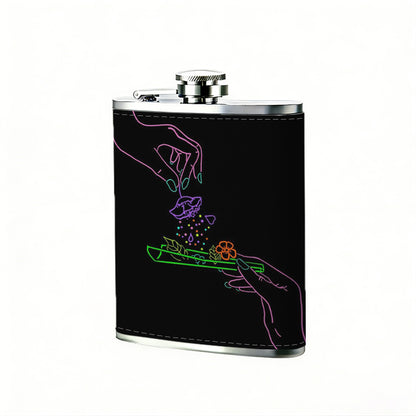 Neon basketball hoop and basketball 8oz Portable Stainless Steel Hip Flask - Juice Flask - Perfect Gift - Unique Whiskey Flask for Women, Wine Pot Metal - Ideal stainless steel flask for all outdoor activities