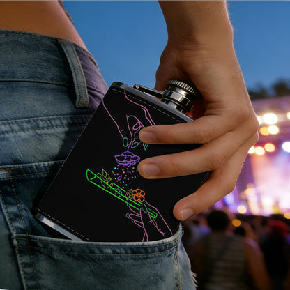 Neon basketball hoop and basketball 8oz Portable Stainless Steel Hip Flask - Juice Flask - Perfect Gift - Unique Whiskey Flask for Women, Wine Pot Metal - Ideal stainless steel flask for all outdoor activities
