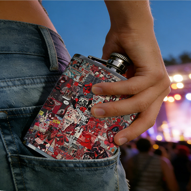 Blurred colorful messy pattern 8oz Portable Stainless Steel Hip Flask - Juice Flask - Perfect Gift - Unique Whiskey Flask for Women, Wine Pot Metal - Ideal stainless steel flask for all outdoor activities