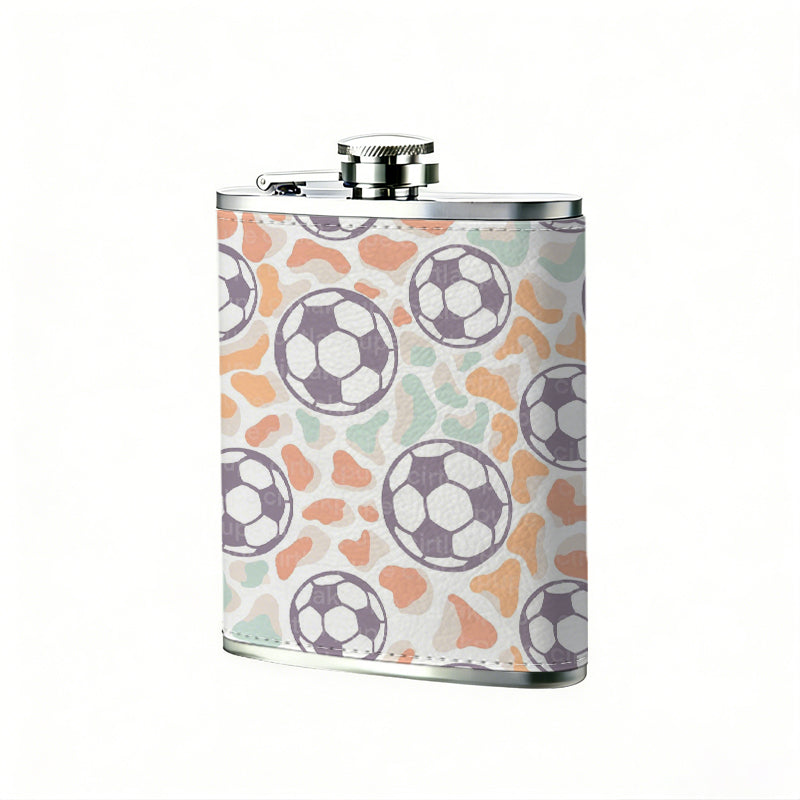 Seamless pattern of cartoon soccer balls 8oz Portable Stainless Steel Hip Flask - Juice Flask - Perfect Gift - Unique Whiskey Flask for Women, Wine Pot Metal - Ideal stainless steel flask for all outdoor activities