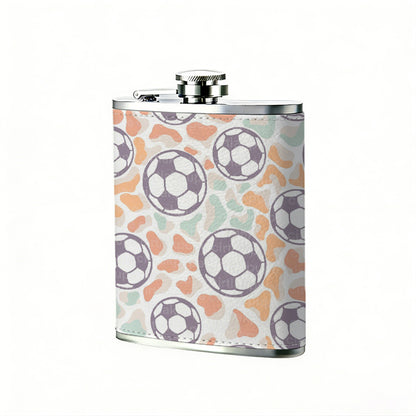 Seamless pattern of cartoon soccer balls 8oz Portable Stainless Steel Hip Flask - Juice Flask - Perfect Gift - Unique Whiskey Flask for Women, Wine Pot Metal - Ideal stainless steel flask for all outdoor activities
