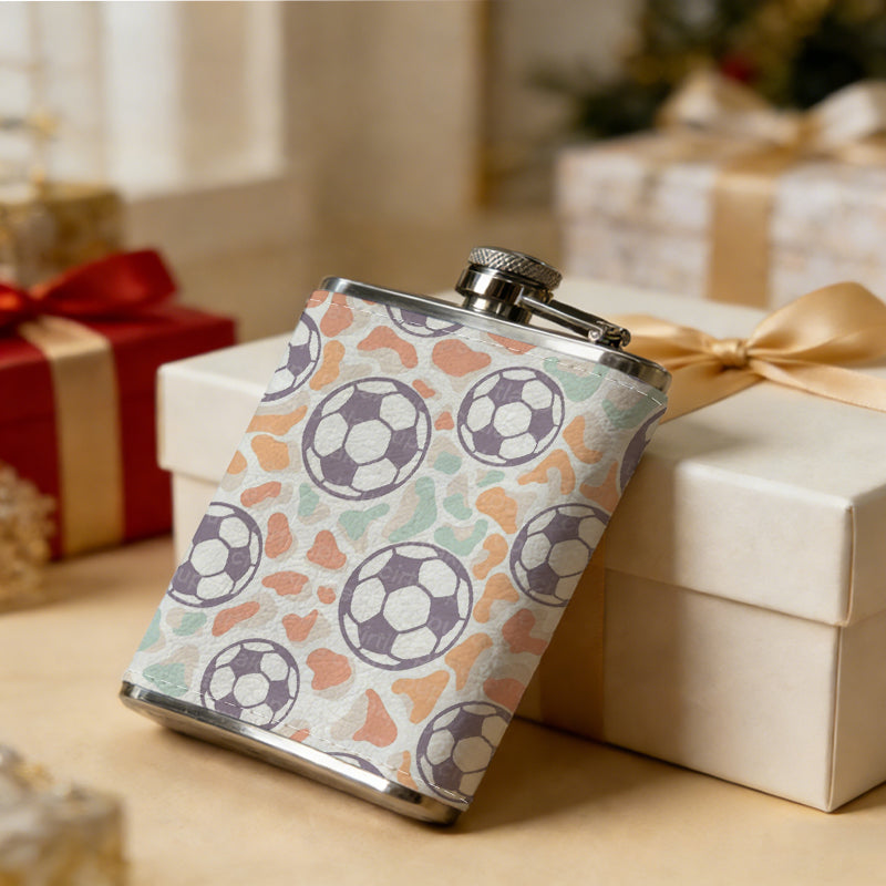 Seamless pattern of cartoon soccer balls 8oz Portable Stainless Steel Hip Flask - Juice Flask - Perfect Gift - Unique Whiskey Flask for Women, Wine Pot Metal - Ideal stainless steel flask for all outdoor activities