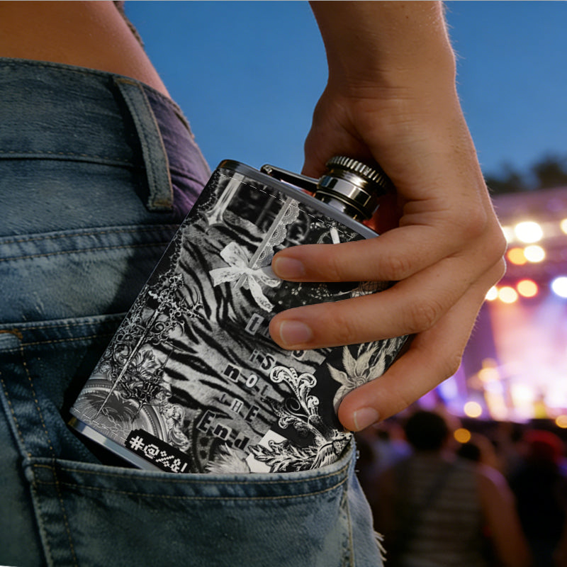 Blurry bicycle in the woods 8oz Portable Stainless Steel Hip Flask - Juice Flask - Perfect Gift - Unique Whiskey Flask for Women, Wine Pot Metal - Ideal stainless steel flask for all outdoor activities