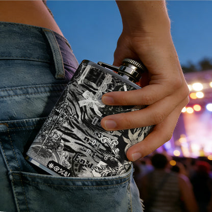 Blurry bicycle in the woods 8oz Portable Stainless Steel Hip Flask - Juice Flask - Perfect Gift - Unique Whiskey Flask for Women, Wine Pot Metal - Ideal stainless steel flask for all outdoor activities