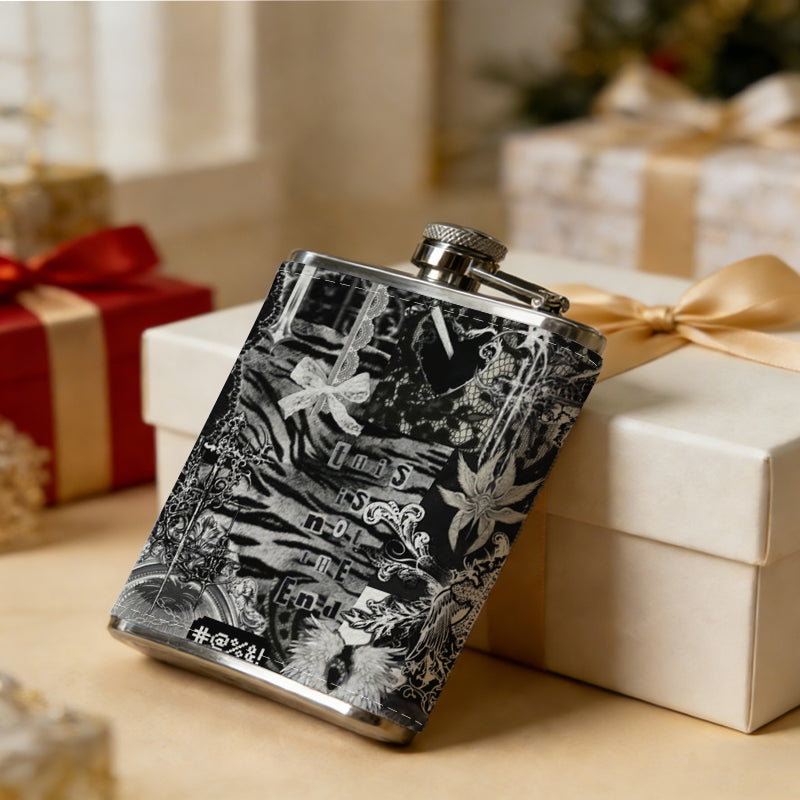 Blurry bicycle in the woods 8oz Portable Stainless Steel Hip Flask - Juice Flask - Perfect Gift - Unique Whiskey Flask for Women, Wine Pot Metal - Ideal stainless steel flask for all outdoor activities