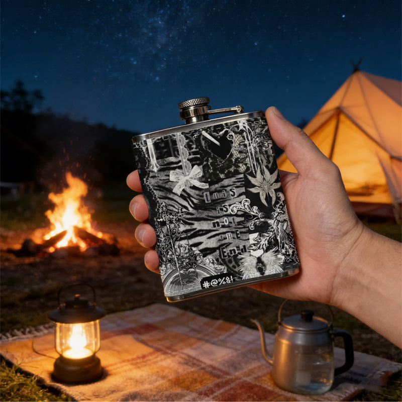 Blurry bicycle in the woods 8oz Portable Stainless Steel Hip Flask - Juice Flask - Perfect Gift - Unique Whiskey Flask for Women, Wine Pot Metal - Ideal stainless steel flask for all outdoor activities