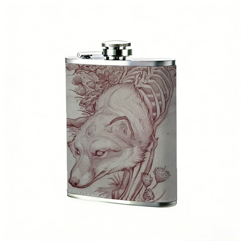 Sketch of a creepy clown face 8oz Portable Stainless Steel Hip Flask - Juice Flask - Perfect Gift - Unique Whiskey Flask for Women, Wine Pot Metal - Ideal stainless steel flask for all outdoor activities