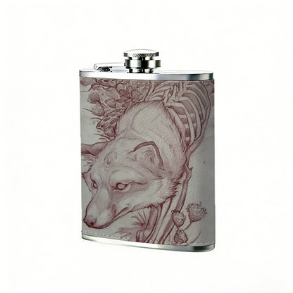 Sketch of a creepy clown face 8oz Portable Stainless Steel Hip Flask - Juice Flask - Perfect Gift - Unique Whiskey Flask for Women, Wine Pot Metal - Ideal stainless steel flask for all outdoor activities