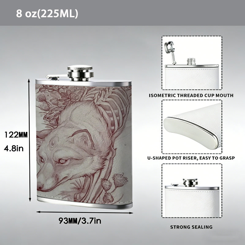 Sketch of a creepy clown face 8oz Portable Stainless Steel Hip Flask - Juice Flask - Perfect Gift - Unique Whiskey Flask for Women, Wine Pot Metal - Ideal stainless steel flask for all outdoor activities