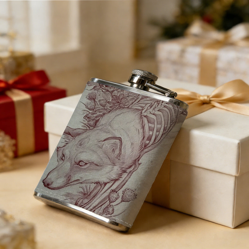 Sketch of a creepy clown face 8oz Portable Stainless Steel Hip Flask - Juice Flask - Perfect Gift - Unique Whiskey Flask for Women, Wine Pot Metal - Ideal stainless steel flask for all outdoor activities