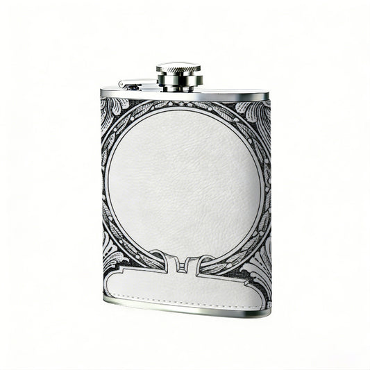 Vintage ornate square decorative frame 304 Stainless Steel 8oz Hip Flask Portable Leak-Proof Pocket Whiskey Flask for Outdoor Camping Hiking