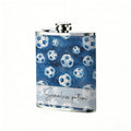 Blue soccer balls pattern 304 Stainless Steel 8oz Hip Flask Portable Leak-Proof Pocket Whiskey Flask for Outdoor Camping Hiking
