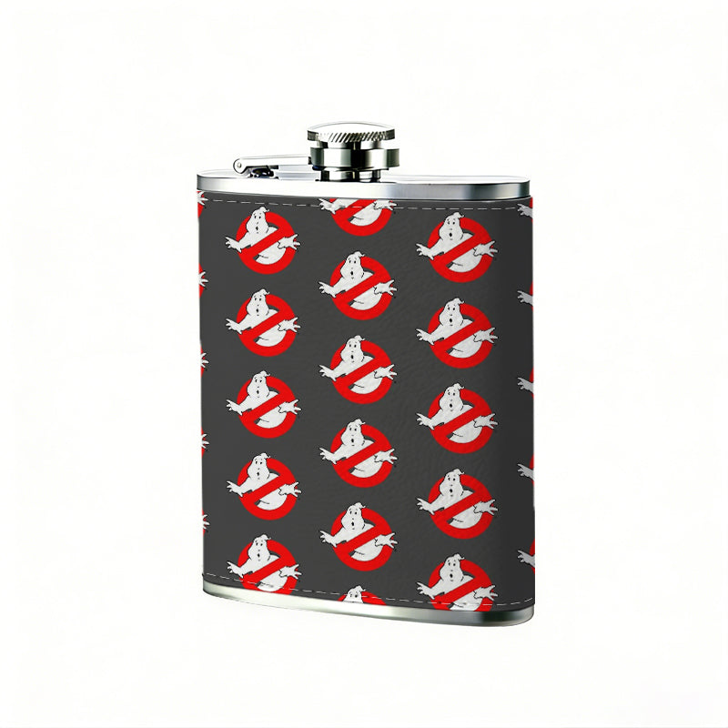 Red and white striped pattern 304 Stainless Steel 8oz Hip Flask Portable Leak-Proof Pocket Whiskey Flask for Outdoor Camping Hiking