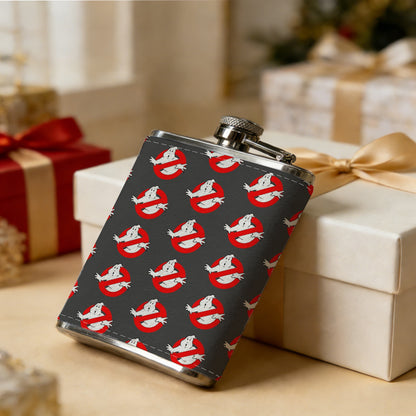 Red and white striped pattern 304 Stainless Steel 8oz Hip Flask Portable Leak-Proof Pocket Whiskey Flask for Outdoor Camping Hiking