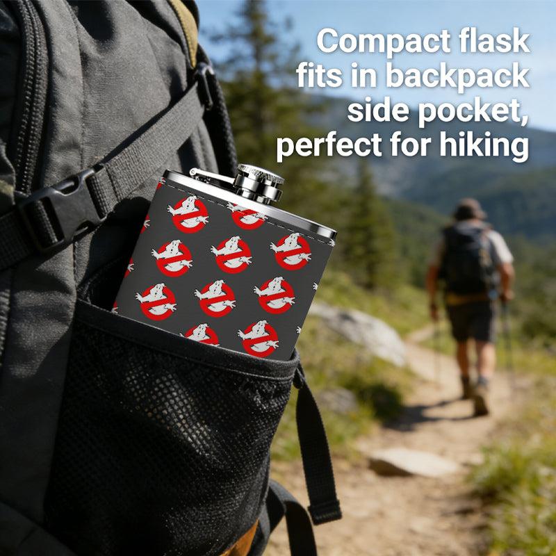 Red and white striped pattern 304 Stainless Steel 8oz Hip Flask Portable Leak-Proof Pocket Whiskey Flask for Outdoor Camping Hiking