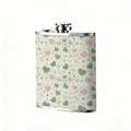 Pink and grey heart pattern 304 Stainless Steel 8oz Hip Flask Portable Leak-Proof Pocket Whiskey Flask for Outdoor Camping Hiking