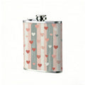 Hearts on striped background 304 Stainless Steel 8oz Hip Flask Portable Leak-Proof Pocket Whiskey Flask for Outdoor Camping Hiking