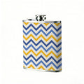 Blue, yellow and white zigzag pattern 8oz Hip Flask for Liquor Organizer Case Alcohol Flagon for Travel Portable Leakproof Stainless Steel Wine Bottle Holder  Alcohol Whiskey Drinkware Accessories