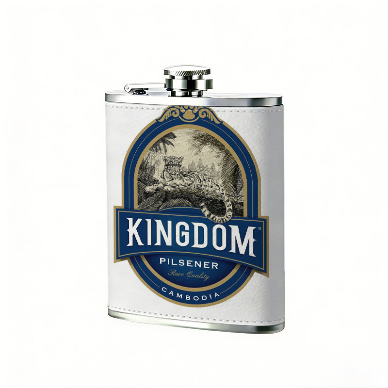 Skull and Kingdom beer logo 8oz Hip Flask for Liquor Organizer Case Alcohol Flagon for Travel Portable Leakproof Stainless Steel Wine Bottle Holder  Alcohol Whiskey Drinkware Accessories