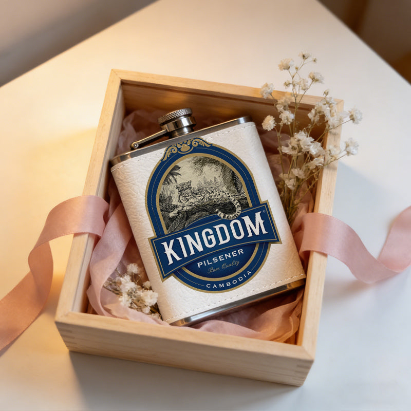 Skull and Kingdom beer logo 8oz Hip Flask for Liquor Organizer Case Alcohol Flagon for Travel Portable Leakproof Stainless Steel Wine Bottle Holder  Alcohol Whiskey Drinkware Accessories