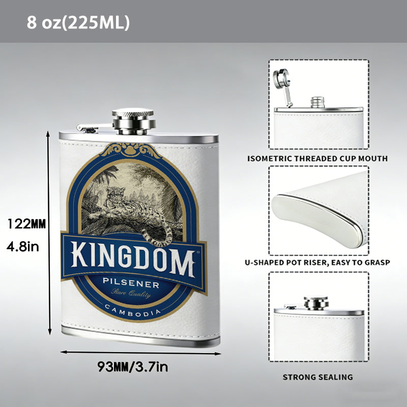 Skull and Kingdom beer logo 8oz Hip Flask for Liquor Organizer Case Alcohol Flagon for Travel Portable Leakproof Stainless Steel Wine Bottle Holder  Alcohol Whiskey Drinkware Accessories