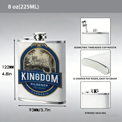 Skull and Kingdom beer logo 8oz Hip Flask for Liquor Organizer Case Alcohol Flagon for Travel Portable Leakproof Stainless Steel Wine Bottle Holder  Alcohol Whiskey Drinkware Accessories
