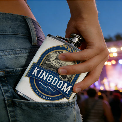 Skull and Kingdom beer logo 8oz Hip Flask for Liquor Organizer Case Alcohol Flagon for Travel Portable Leakproof Stainless Steel Wine Bottle Holder  Alcohol Whiskey Drinkware Accessories